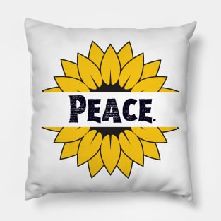 Peace Love Sunflower Typography in Nature Pillow