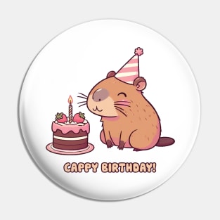 Cappy Capy Birthday Capybara Kawaii Pin