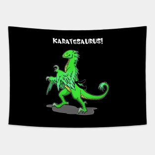 Karatesaurus - green for dark backgrounds Tapestry