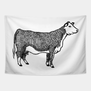 Cow Hand Drawn Tapestry