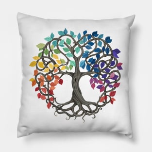 Peace, Love and Unity Celtic Rainbow Tree Pillow