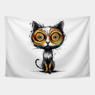 Hypnotic Gaze - Abstract Artistic Cat Tapestry