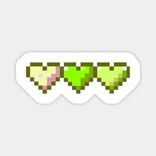 Lime Row of Hearts Pixel Art Magnet