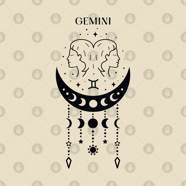 Gemini | star sign; zodiac; astrology; horoscope; sign; gemini woman; birthday; gift; twins; symbol; June; May; moon; stars; by Be my good time