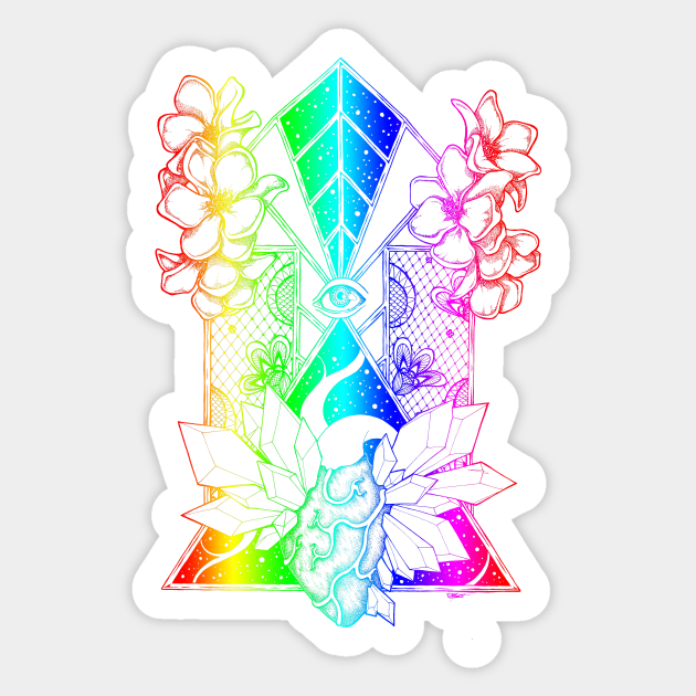 Crystal Heart - Spring Inks Series #1 - Rainbow - Sticker