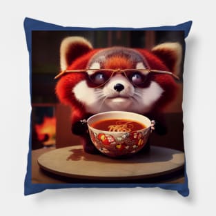 Kawaii Red Panda Eating Ramen Pillow