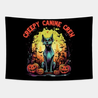 Creepy Canine Crew Dog Witch Halloween Tapestry