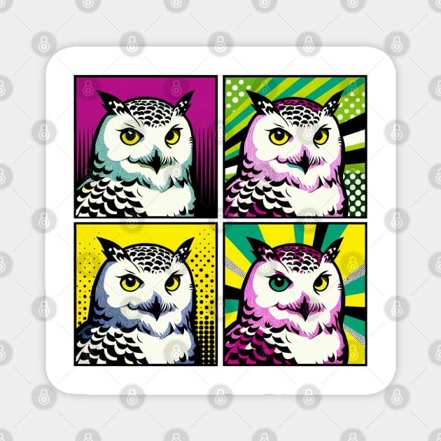 Midnight Mystic - Pop Art Snowy Owl Magnet by PawPopArt