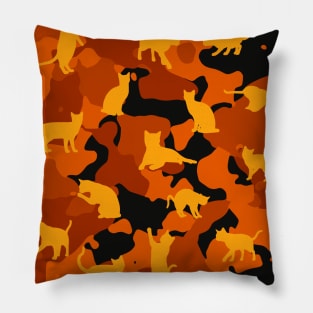 Seamless camouflage pattern with silhouettes of cats Pillow