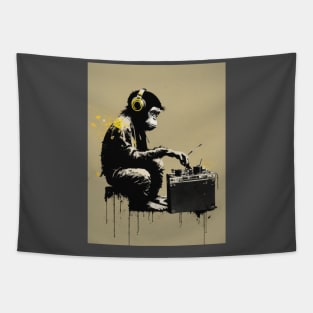 Handsome Illustration of BANKSY DJ Monkey Thinker Tapestry