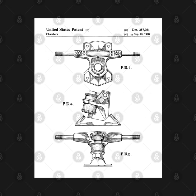 Skateboard Patent - Skater Retro Skating Art - White by patentpress