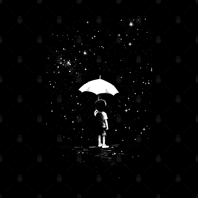 Kid with Umbrella by Monochromania