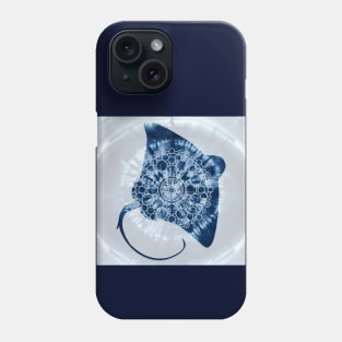 Manta Ray Mandala Indigo Blue Tie Dye Phone Case