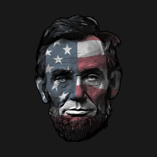 President Abraham Abe Lincoln with USA Flag Overlay T-Shirt