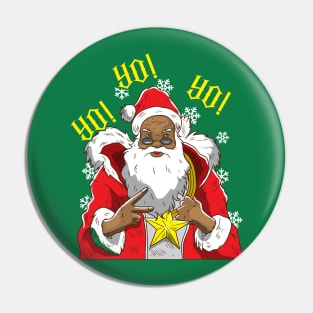 Black African American Santa Claus Yo Yo Yo Christmas Pin