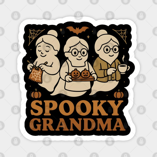 Spooky Grandma Ghost Halloween Graphic Gift Magnet by MakerMind8.2