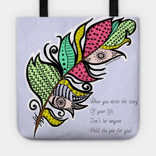 Feather quote Tote