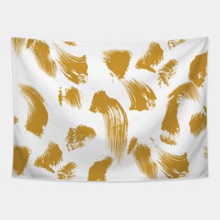 Gold over White Brushtroke Dots Tapestry