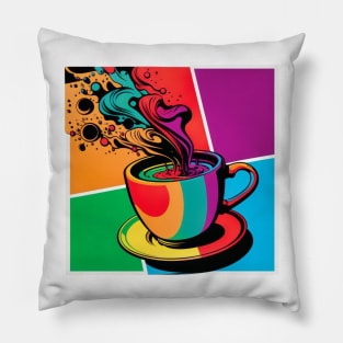 Coffee Drinker Colorful Pop Art Coffee Lover Pillow