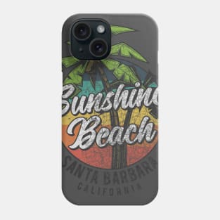 Santa Barbara California Beach summer palm tree surfing distressed grunge Phone Case