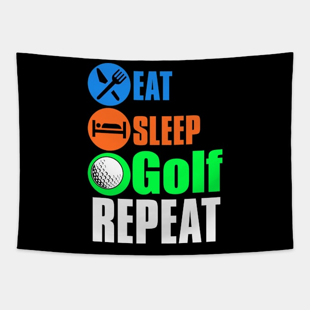 Eat Sleep Golf Repeat Tapestry by Lin Watchorn 