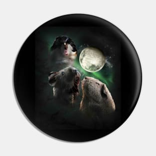 3 Guinea Pig Moon, Wolf Wolves Howling Pin