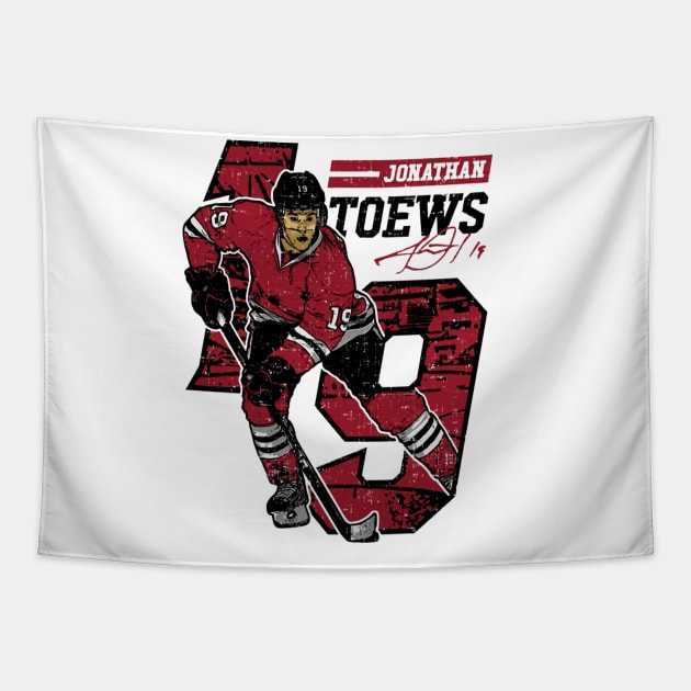 Jonathan Toews Chicago Offset Tapestry by stevenmsparks