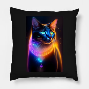 Black Cat - Modern digital art Pillow