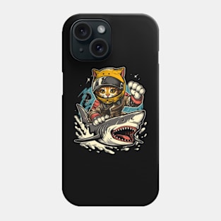 Cat Riding Shark Marine Exploration Phone Case