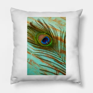 Peacock Feather With Dew Drop Pillow