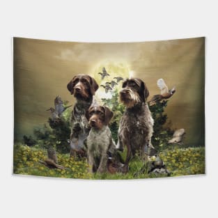 German Wirehaired Pointer ,  Hunting season Tapestry