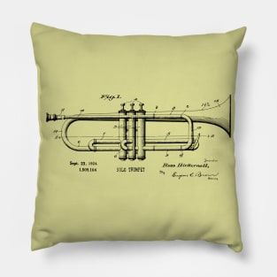 Trumpet Player Gift - 1924 Vintage Trumpet Patent Print Pillow