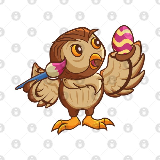 Comic owl painting easter eggs by Modern Medieval Design
