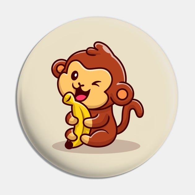 Cute Monkey Holding Banana Pin by Catalyst Labs