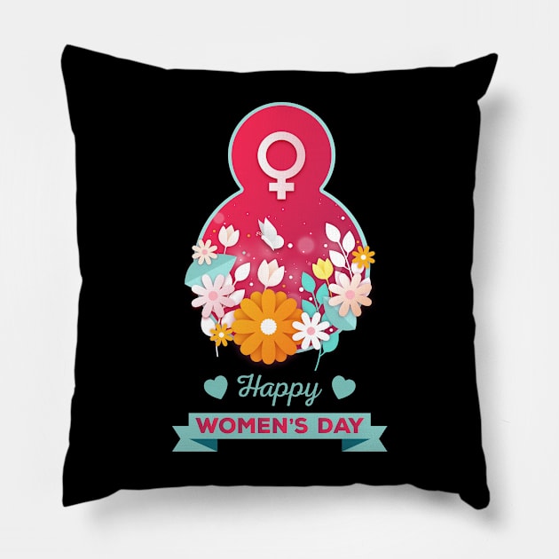 Happy Women's Day Cute 8TH March Pillow by FabulousDesigns