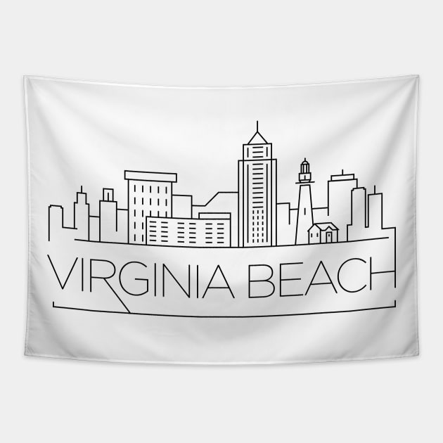 Virginia Beach Minimal Skyline Tapestry by kursatunsal