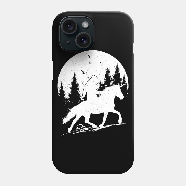 Bigfoot riding a unicorn Phone Case by Tesszero