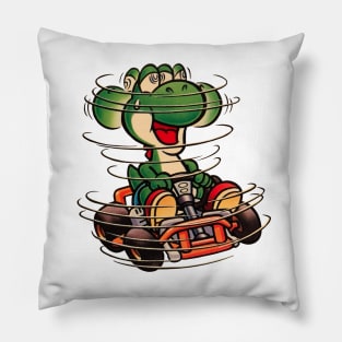 Dinosaur on go kart Pillow