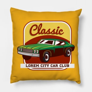 Classic Lorem City Car Club Badge Pillow