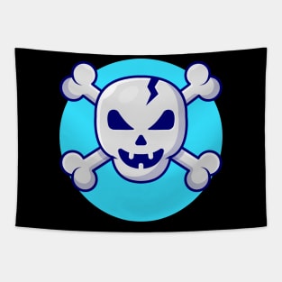 Skull And Crossbone Cartoon Vector Icon Illustration Tapestry