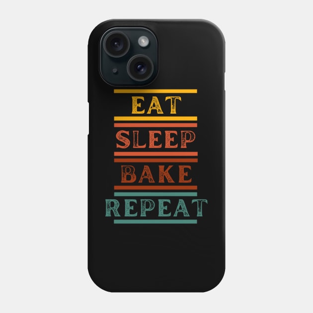 Eat Sleep Bake Repeat Retro Vintage Funny Baking Phone Case by Sams Design Room