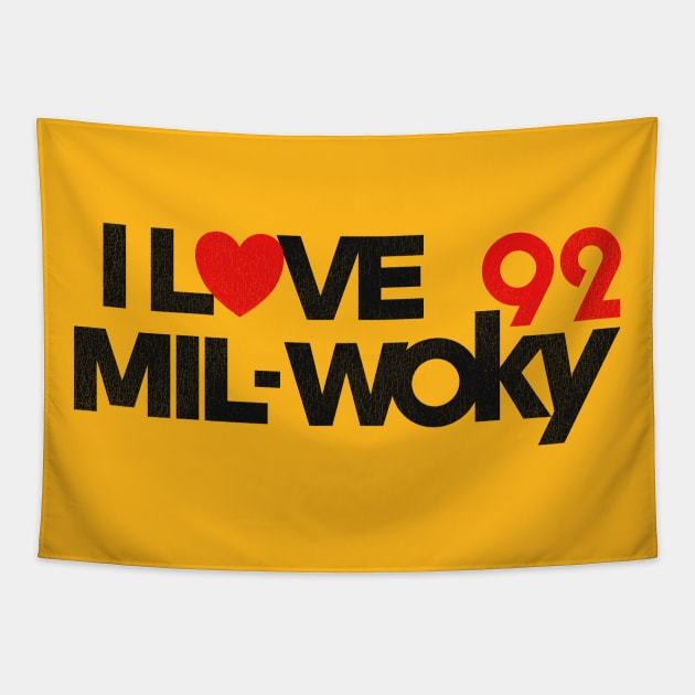 92 WOKY Love Milwaukee Defunct Radio Station Tapestry by darklordpug