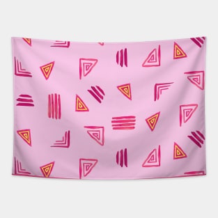 Pink Miniprint Triangles Tapestry