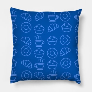 Pastry / Bakery Shop Style Seamless Pattern - Blue Pillow