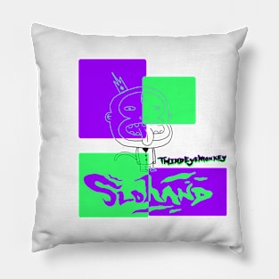 Third Eye Monkey (purple and green) Pillow