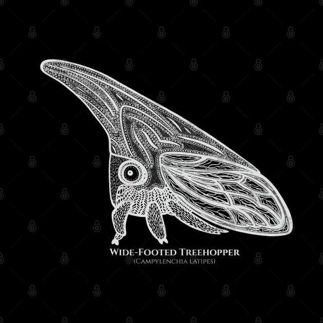 Treehopper with Common and Scientific Names - insect art by Green Paladin