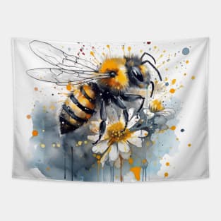 A bee collects honey on a flower. Tapestry