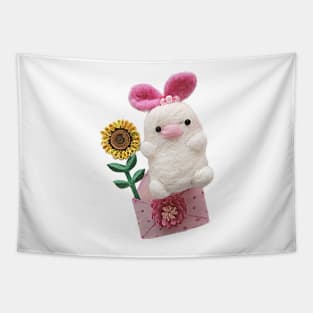 Felted Bunny/ Flower Bunny/Birthday /handmade/love/cute/little girl/baby Tapestry