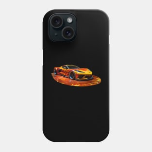 C8 Corvette Flames Supercar Racecar Sports Car Muscle Car Supercar Phone Case