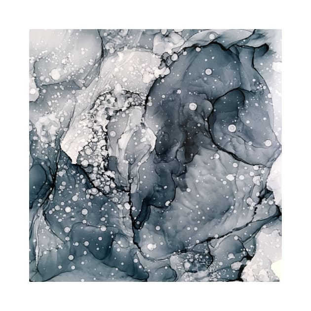 Icy Payne's Grey Abstract Bubble / Snow Painting by Elizabeth Karlson Art